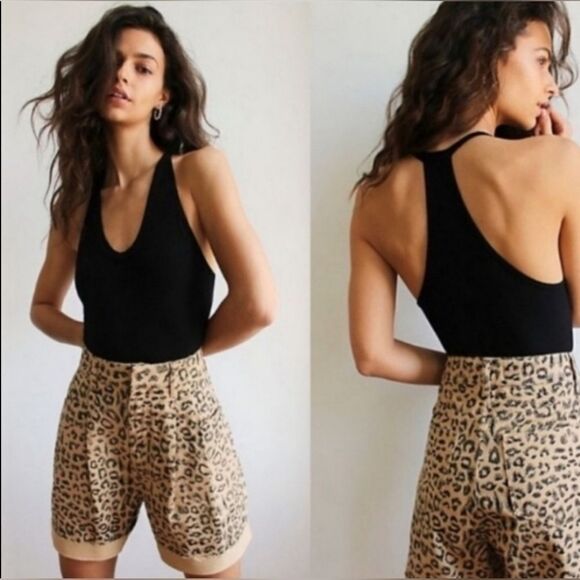 We The Free Pants - Free people we the free leopard print raw hem high waist short size 26